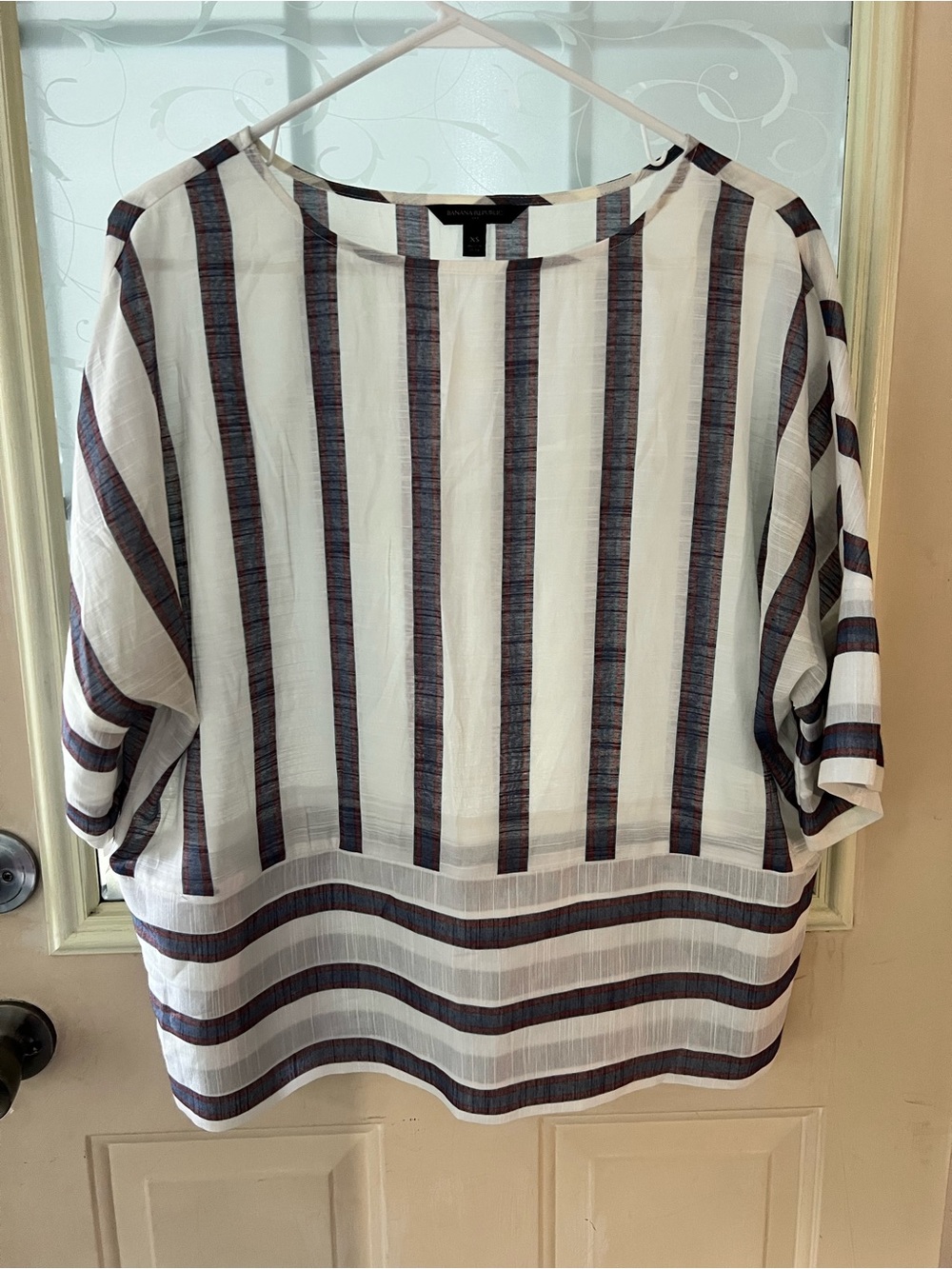 Banana Republic XS boxy striped dolman crop top .